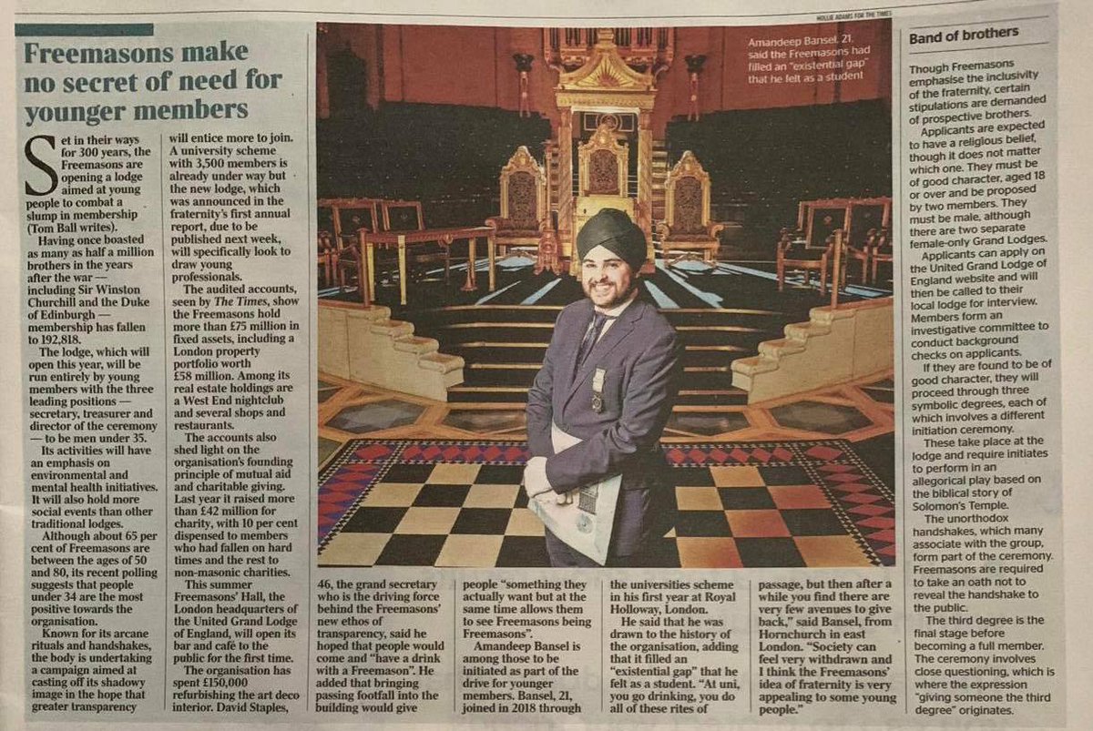 Have you seen this article in The Times? 

Find out why freemasonry is great for all ages, here: thetimes.co.uk/article/freema…