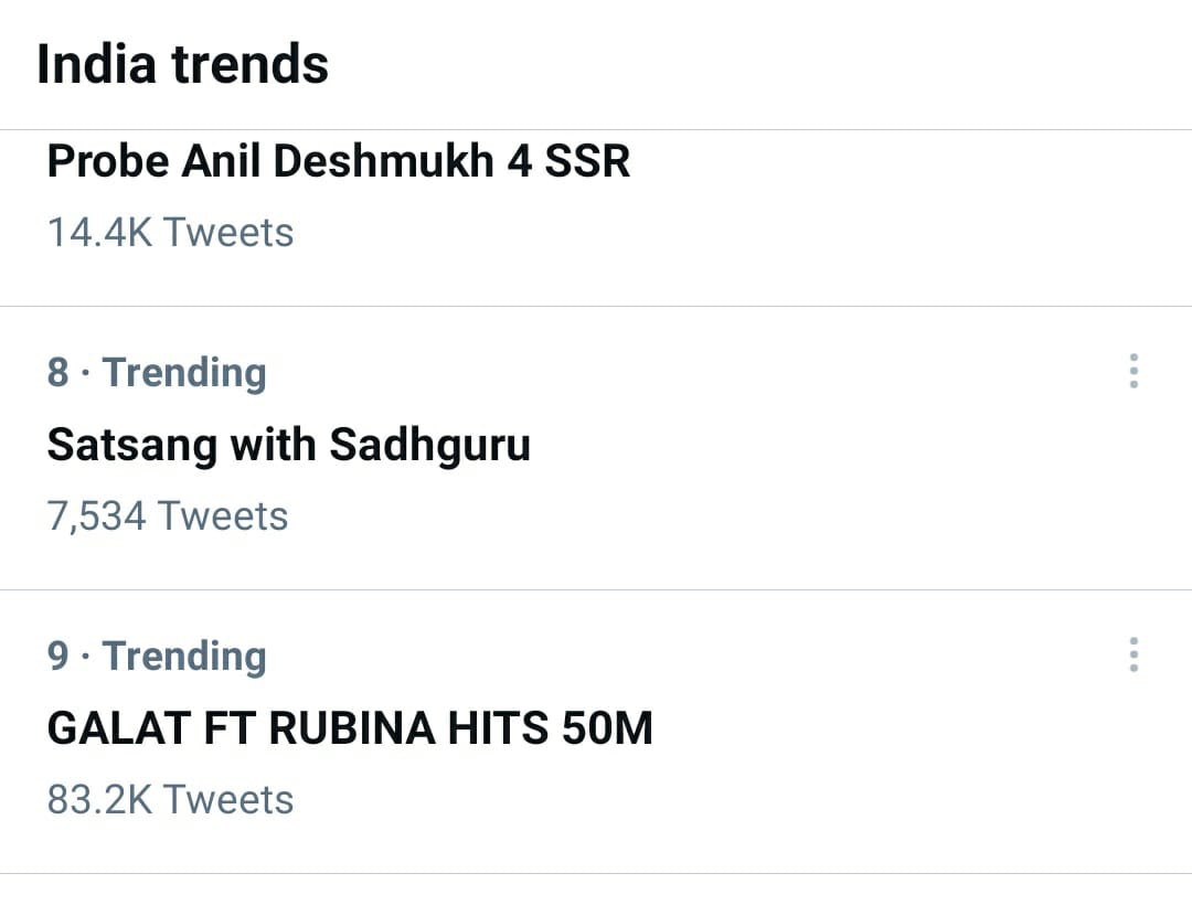 AseesKaur's tweet photo. Look what’s still trending !! You guys are crazyyyyyyyy !!! Yay 

#AseesKaur #RubiHolics #RubinaDiIaik #paraschhbra #galat @VYRLOriginals https://t.co/2ebVXD10RP