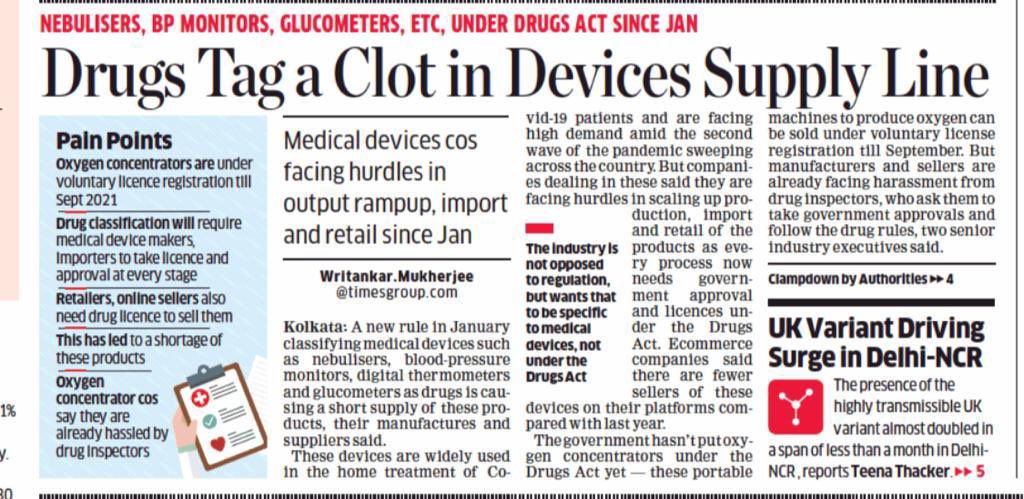MiIAiMeD's tweet image. @PMOIndia @drharshvardhan @MoHFW_INDIA  🆘 Total confusion!Many #covid medicalelectronics unavailable! Traders/E commerce afraid 2stock n Mfr afraid 2invest with unpredictability.GoI not listening to our repeated requests of a structural regulatory shift  economictimes.indiatimes.com/industry/healt…