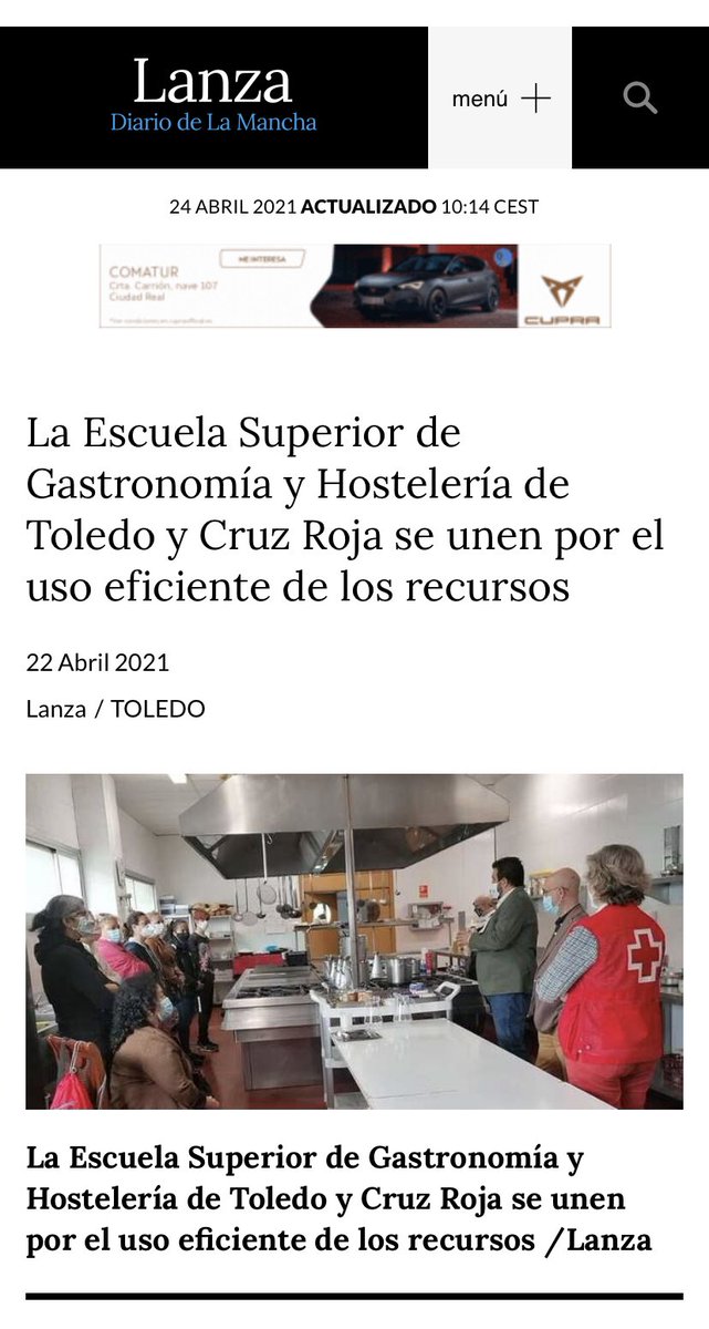 Desde la <a href="/ESGHT_TOLEDO/">ESCUELA SUPERIOR GASTRONOMÍA Y HOSTELERÍA. TOLEDO</a>  y <a href="/CruzRojaToledo/">Cruz Roja en Toledo</a>  hemos organizado un taller de aprovechamiento de alimentos básicos para personas en riesgo de vulnerabilidad.
<a href="/ABC_Toledo/">ABC Toledo</a> <a href="/gobjccm/">Gobierno de Castilla-La Mancha</a> @toledoayto <a href="/CMM_es/">Castilla-La Mancha Media</a> <a href="/uclm_es/">Universidad de Castilla-La Mancha</a> <a href="/uclm_es/">Universidad de Castilla-La Mancha</a> <a href="/ATulaytula/">Asociación Tulaytula</a> <a href="/afotoledo/">Asociación Fotográfica de Toledo</a> <a href="/asoci/">Paul Nundwe</a>