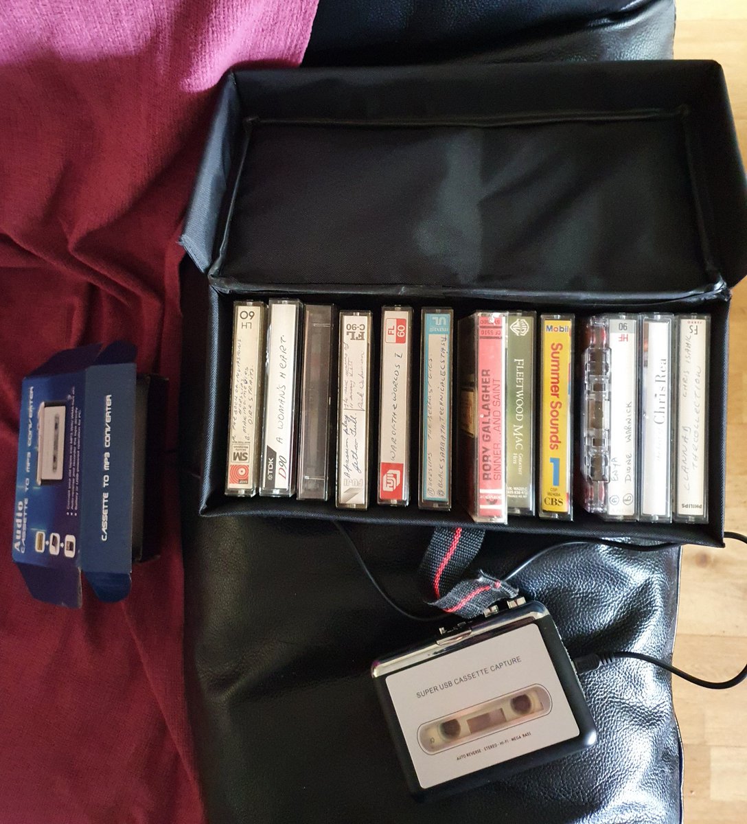 hiberniaroots's tweet photo. When we were doing our #LockdownDeclutter in the attic came across a few boxes of cassettes - mostly my husband's collection so he had to buy this cassette to mp3 converter to save them! #80sMusic #collector #gadgetman https://t.co/e6NUakIvGe