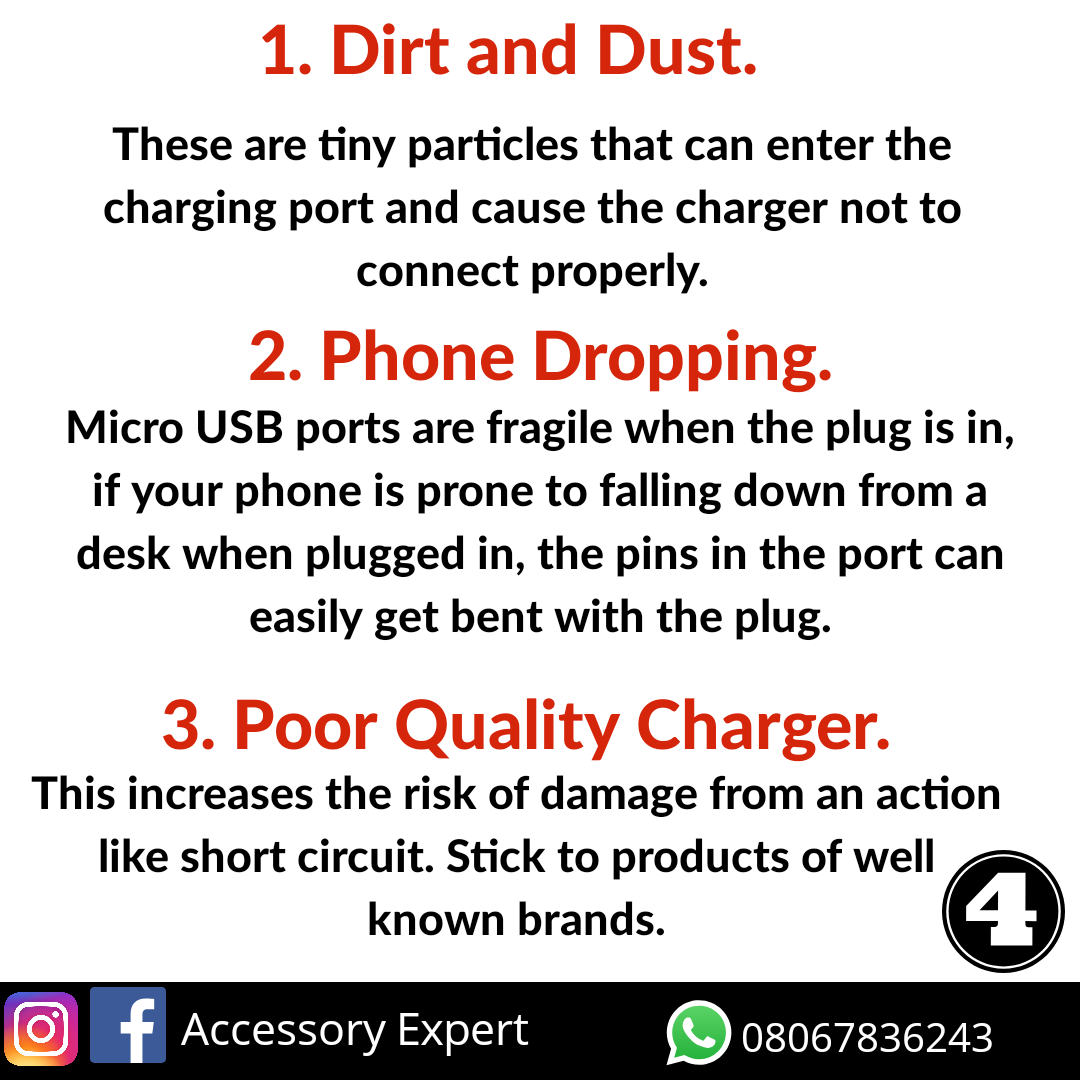 Have you ever felt the pain of your phone not charging? Just that the phone wouldn't charge up even though the charger is very okay.Or that it is taking a very long time to full, say something like "11hrs to full charge"These are signs of faulty charging ports.