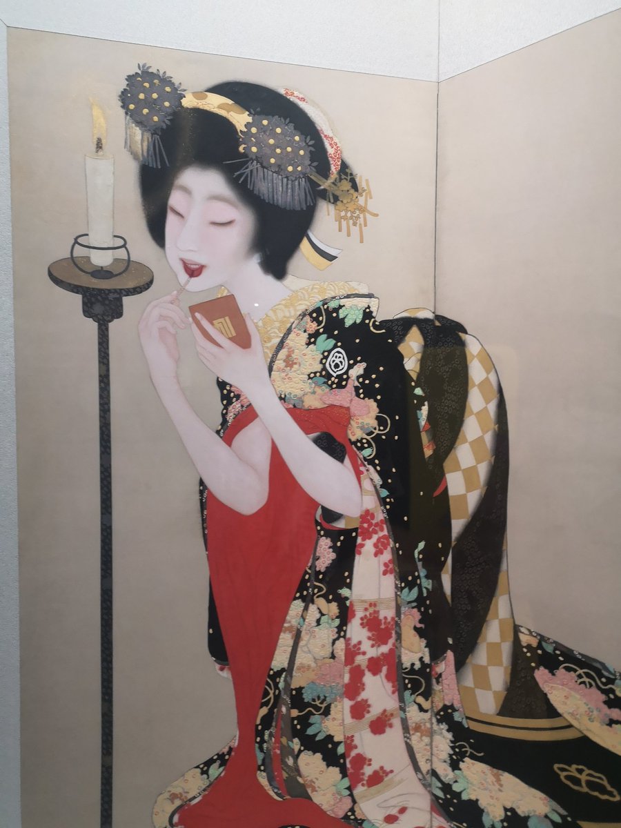 MiG_Reading42's tweet photo. 岡本神草とみんな大好き高畠華宵
岡本神草の「口紅」は表情の妖しさは勿論着物が本当に美しくて白粉の不気味さとコントラストが眩しい。 https://t.co/uV245TeHWg