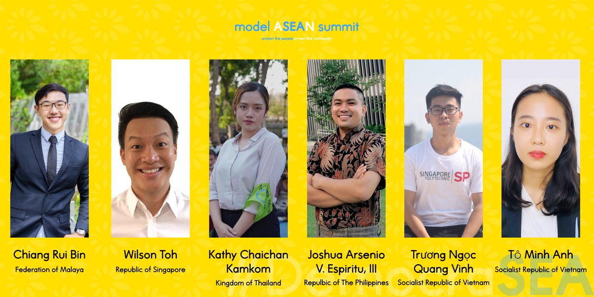 Meet the Delegates of Model ASEAN Summit! 

We hereby call on for the continuous support of Myanmar from the rest of the youths from the region to keep on raising voice and awareness from the Southeast Asia perspective. 

#DemocraSEA #ModelASEANSummit #WhatsHappeningInMyanmar