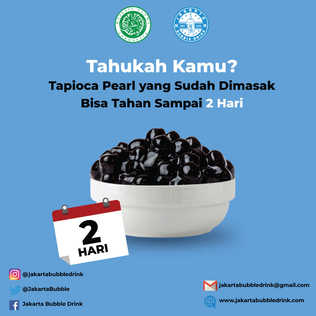 Tahukah kamu? Kalau Tapioca Pearl Jet Black yang sudah dimasak bisa tahan sampai 2 hari lho! 😱😱