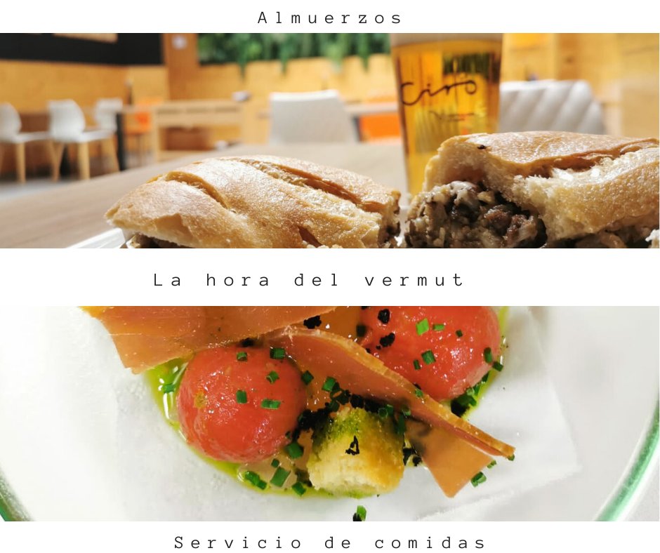Todos los días funcionamos.
De lunes a viernes almuerzos 9h,
hora del vermut 12h y hasta las 18h servicio de comidas. Fines de semana, vermut y comidas de momento.
También todo para casa. Take away.