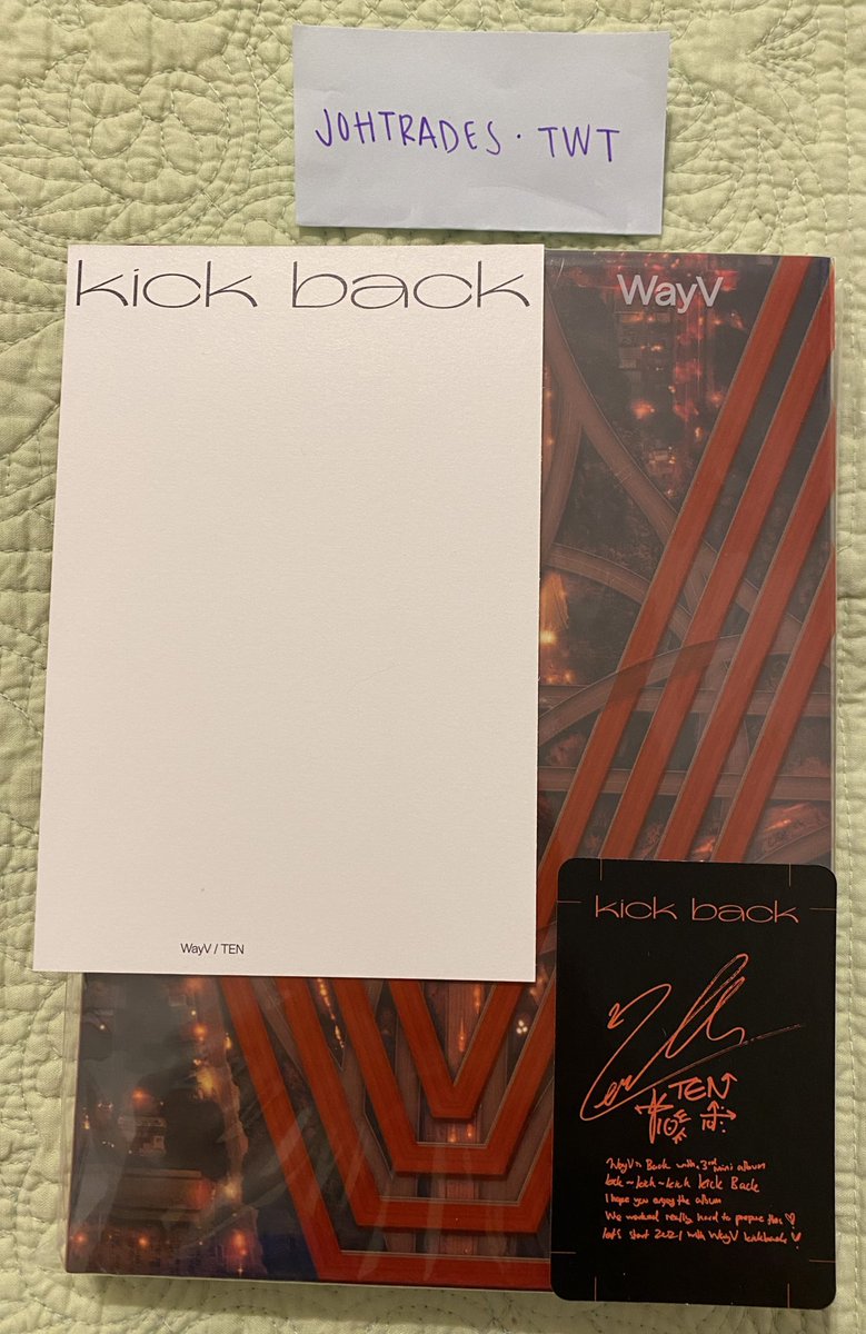 johtrades's tweet photo. WTS WayV Kick Back (Hitchhiker Version) 

- includes Ten photocard, Ten postcard + folded posters

$25 + shipping (US only)

please dm me if you are interested in buying! 

@nctselling_USA @ncttradingusa https://t.co/CJcZMvJLpu