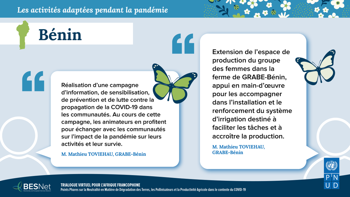 BESNet_UNDP's tweet photo. Au Bénin, 🇧🇯 @Grabe_BeninONG a mis en œuvre les activités pour combler le fossé entre les sexes, encourager la création des communautés locales résilientes et réduire les impacts négatifs de la pandémie globale. 🙋‍♀️🙋‍♂️
#Trialogue https://t.co/s08fH4VPsj