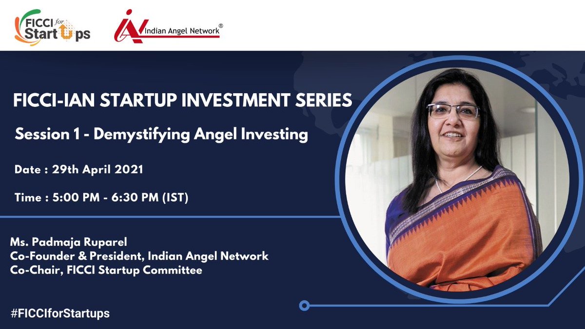 FICCI (@ficci_india) on Twitter photo Are you a #startup looking to raise angel investment? Join us for a session on 'Demystify Raising Angel Investment' with Ms <a href="/padmajaian/">padmaja ruparel</a>, President, <a href="/ianetwork/">IAN Group (formerly Indian Angel Network)</a> at FICCI-IAN Startup Investment Series on 29 April at 5 PM. Register at forms.gle/yNCxrmQtgSsY69…
#FICCIforStartups Are you a #startup looking to raise angel investment? Join us for a session on 'Demystify Raising Angel Investment' with Ms <a href="/padmajaian/">padmaja ruparel</a>, President, <a href="/ianetwork/">IAN Group (formerly Indian Angel Network)</a> at FICCI-IAN Startup Investment Series on 29 April at 5 PM. Register at forms.gle/yNCxrmQtgSsY69…
#FICCIforStartups