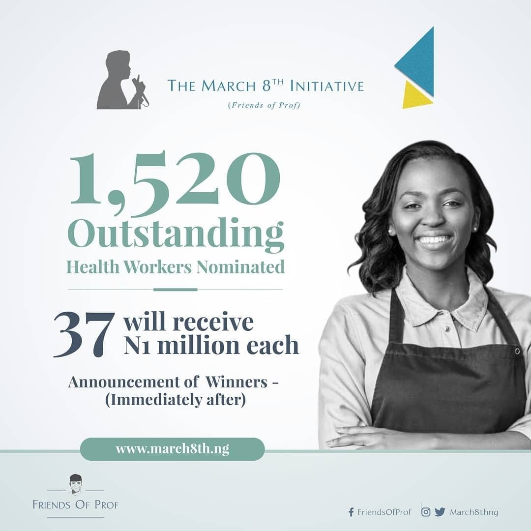 March8thNG's tweet photo. Nominations for the March 8th initiative health grant are in, and we have quite a number of interesting entries from across the nation.

The first stage of the pre-screening process has begun and we are looking to reward 37 health workers in total.

#March8th
#FriendsOfProf https://t.co/faHTdt2XGo