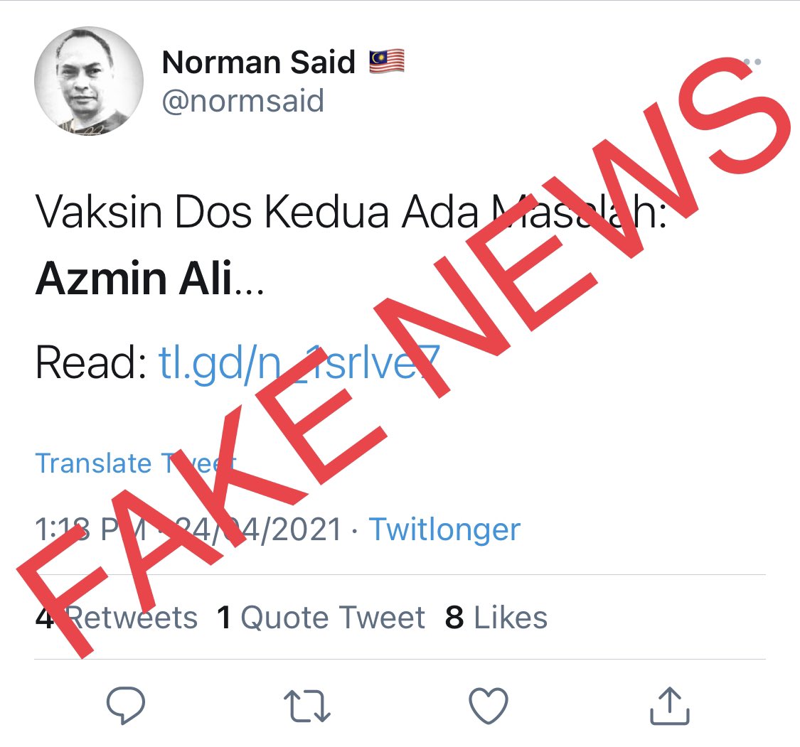 afifbahardin's tweet photo. Ini FAKE NEWS! https://t.co/HbskRZ3UKd
