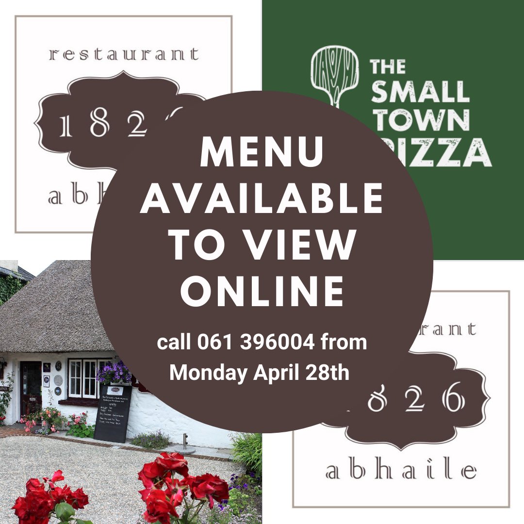 1826Adare's tweet photo. We are delighted to team up with @thesmalltownpizzaco for our May bank holiday weekend 1826 abhaile menu. https://t.co/12V1OkHM11
📞 061396004 from Monday

#adare #westlimerickfood #limerickfood #1826abhaile #RiverfestLimerick #localcolaboration #maybankholiday #takeawaybox https://t.co/UIgI3p5XUn