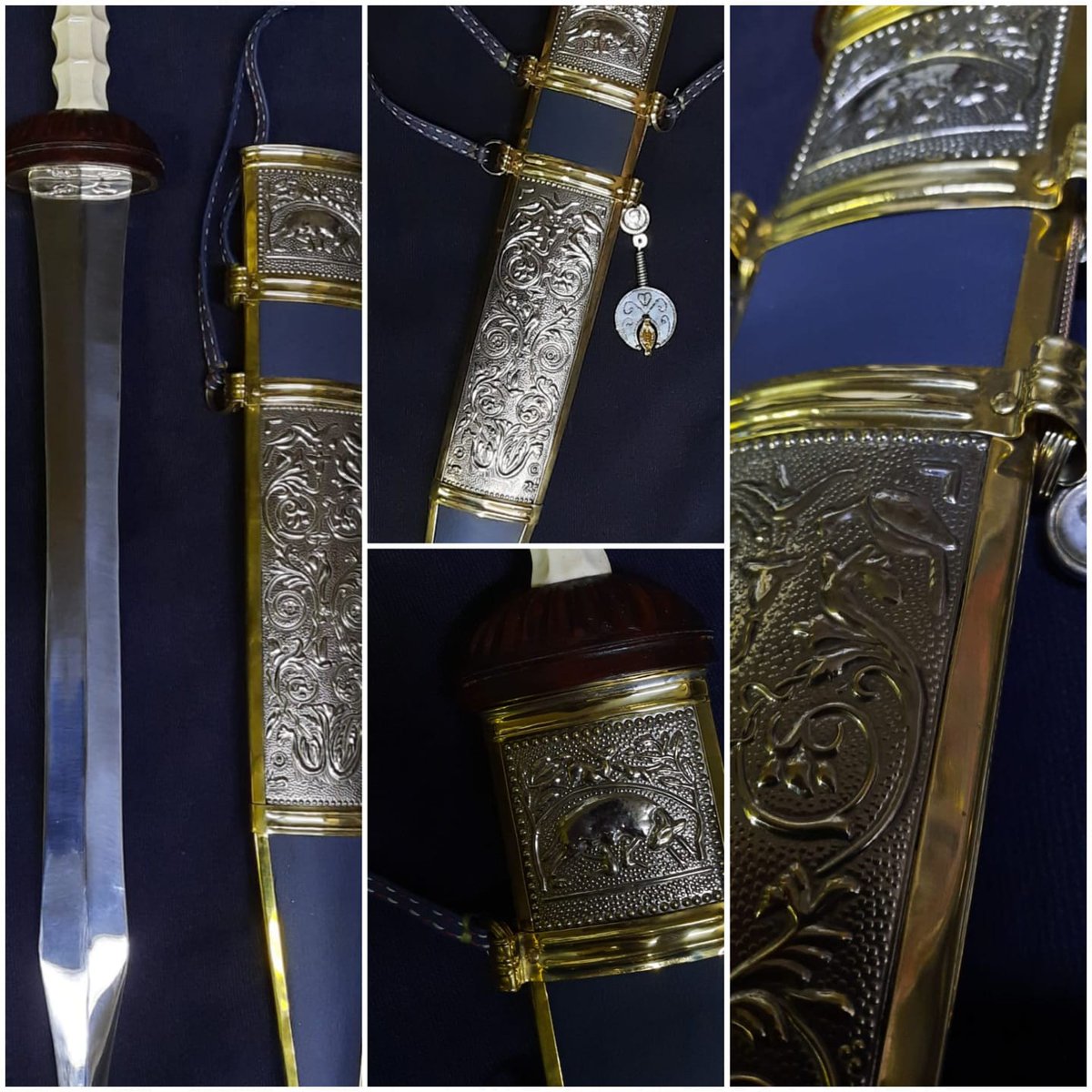 Praefectvs_Prae's tweet photo. this is a roman gladius type fulham, which has been completely reworked. the two decorative panels, wooden handle parts and blade have been used but modified. The jewelry carving has beautifully crafted the bone handle and changed the wooden parts. Annivs Fecit forged the blade. https://t.co/A6WMhm4x5N