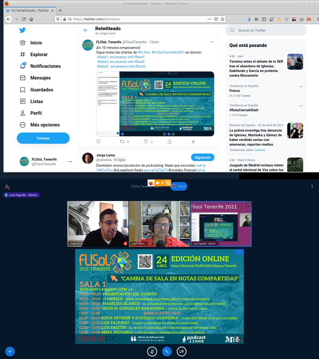 FlisolTenerife's tweet photo. Hemos empezado en #FLISoLTenerife2021 en #Sala1 con la presentación del evento https://t.co/fAWUjt1TU2