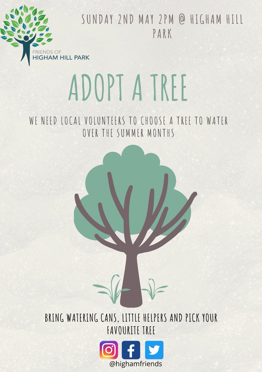 We need YOU! Can you spare some time each week to take care of one of our beautiful trees. Our funding for maintenance has come to an end and we'd like households to adopt one tree to water over the summer months. Join us on Sunday 2nd May, 2pm to choose your tree <a href="/highamhillhub/">Higham Hill Hub</a>