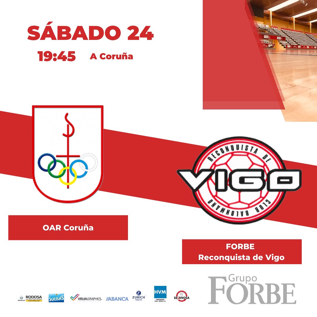 bmreconquista's tweet photo. PARTIDO ⚔️
📆Esta tarde el @grupoforbe Reconquista se desplaza a A Coruña para enfrentarse al @bmoarcoruna1952 ⏰19:45
Jota Muñoz dispondrá de todos sus jugadores para afrontar otra final en la lucha por la salvación.
#ActitudForbe #SomosReconquista https://t.co/iGwgmvAGjx