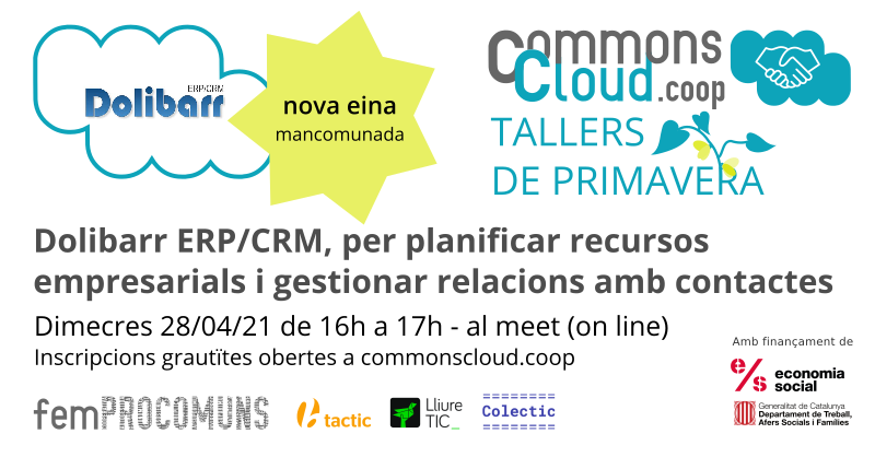 femprocomuns's tweet photo. Nova eina https://t.co/mVrW5uGPxa > @Dolibarr
Taller 28/4/2021 amb @joseplluisat @LliureTIC
T'interessa si vols gestionar
▶️ Quotes de socis
▶️ Clients, proveïdors, magatzems, estocs
▶️ Facturació, comptabilitat
▶️ Agenda, tasques
Inscripció gratuïta
https://t.co/JJgrckEwVE https://t.co/f5kGQuxkRK
