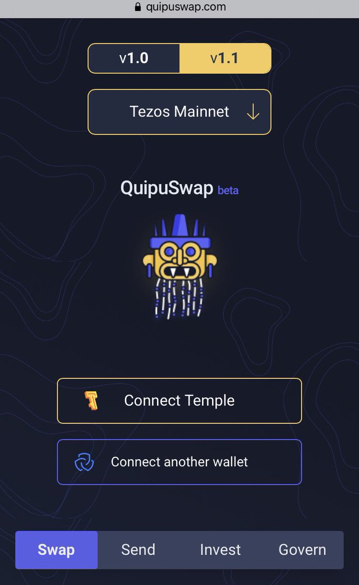 Une fois vos XTZ envoyés sur votre wallet, rendez vous sur  #quipuswap  @QuipuSwap Ce  #DEX va vous permettre de swaper vos  $XTZ en  $hDAOConnectez votre wallet à QuipuSwap, vous verrez ensuite votre solde de  $XTZ apparaître