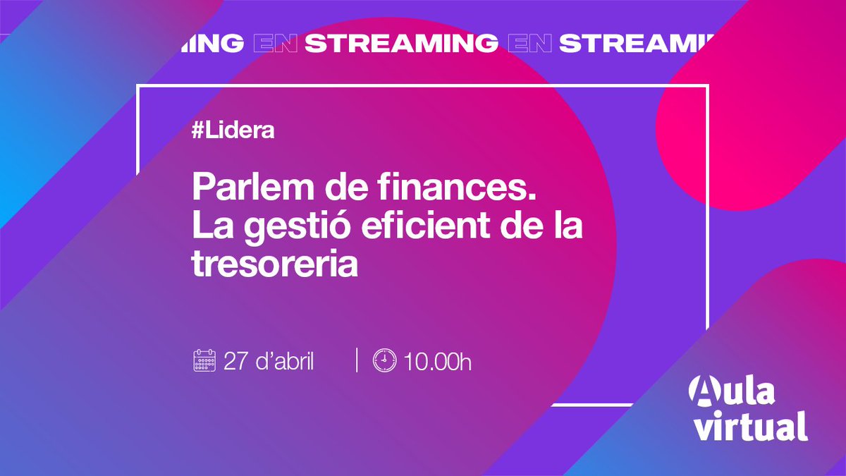 Parlem de #finances a #LIDERA.

👩‍💼Un conjunt de sessions per aprendre les possibilitats de finançament actual i la seva captació i gestió a empreses liderades per dones.

Consulta el programa i inscriu-te 
 👉ow.ly/8XoO50Ew0dp