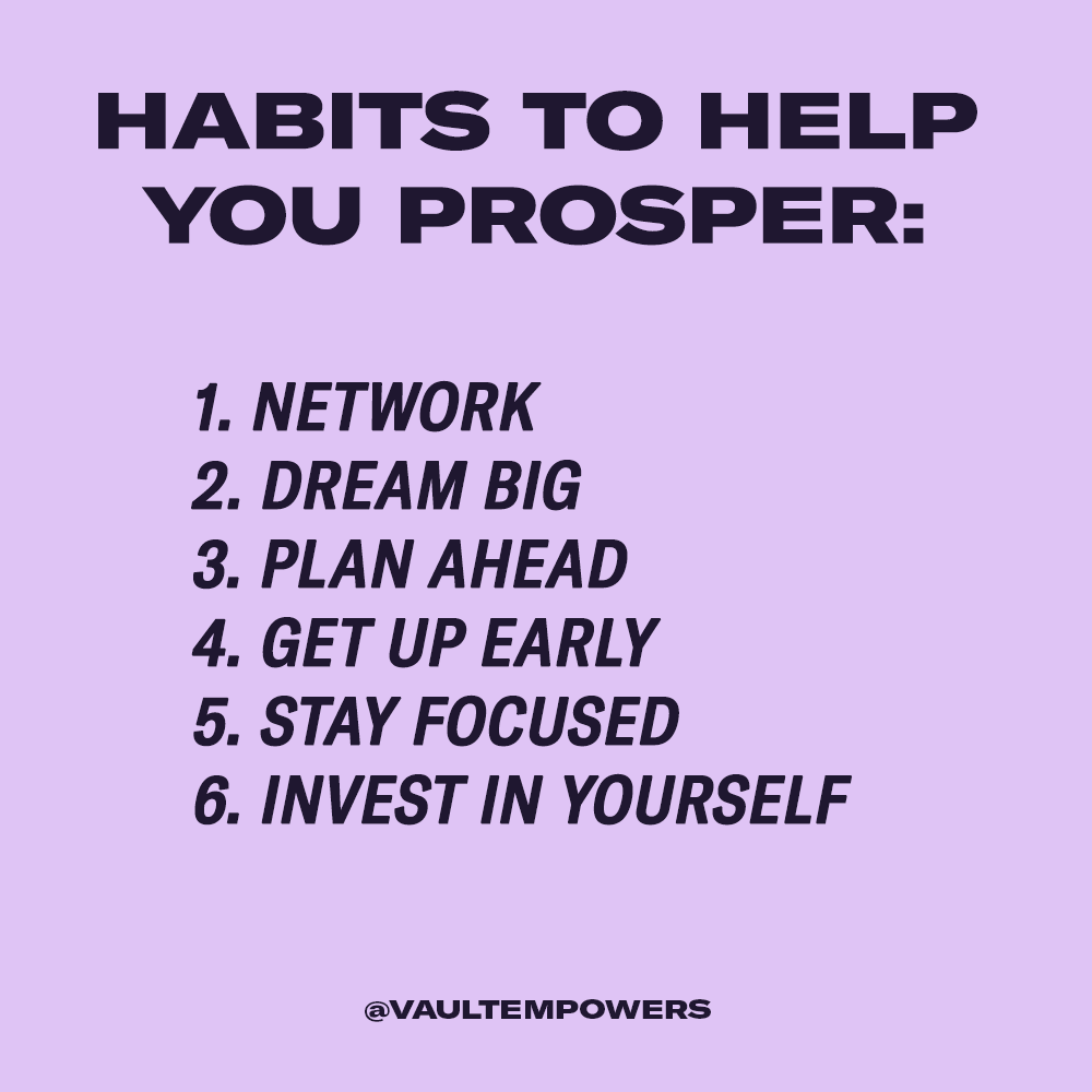 vaultempowers's tweet photo. Habits to help you prosper ⬇️ https://t.co/U4hWdLxkYj