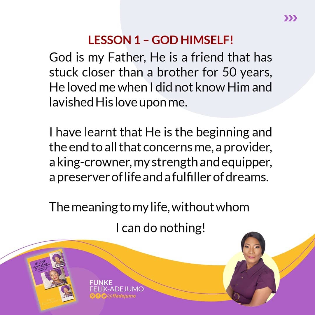 FFAdejumo's tweet photo. This is the book of my life. It is the story of my first fifty years in the land of the living. It is the compilation of the lessons God has taught me🙏🏼🙏🏼🙏🏼
This week I'm sharing lessons 1 &amp; 2 with you. #SaturdayBookReviews #ifnotforGod #50lessonslifetaughtme https://t.co/WEIJKFKUwm