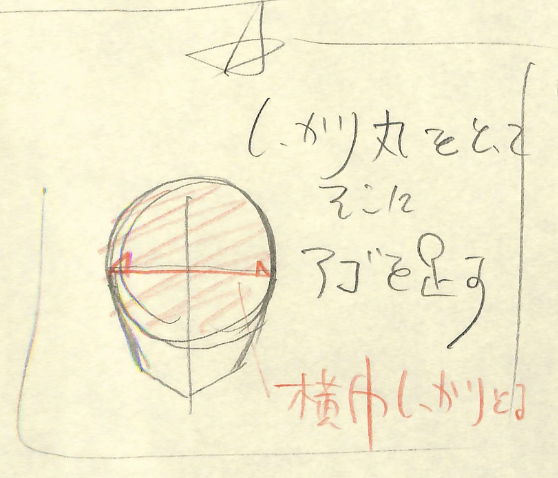 【頭=丸の形をしっかりとる!!】
※21年4月基礎コース「顔正面」添削結果より 
