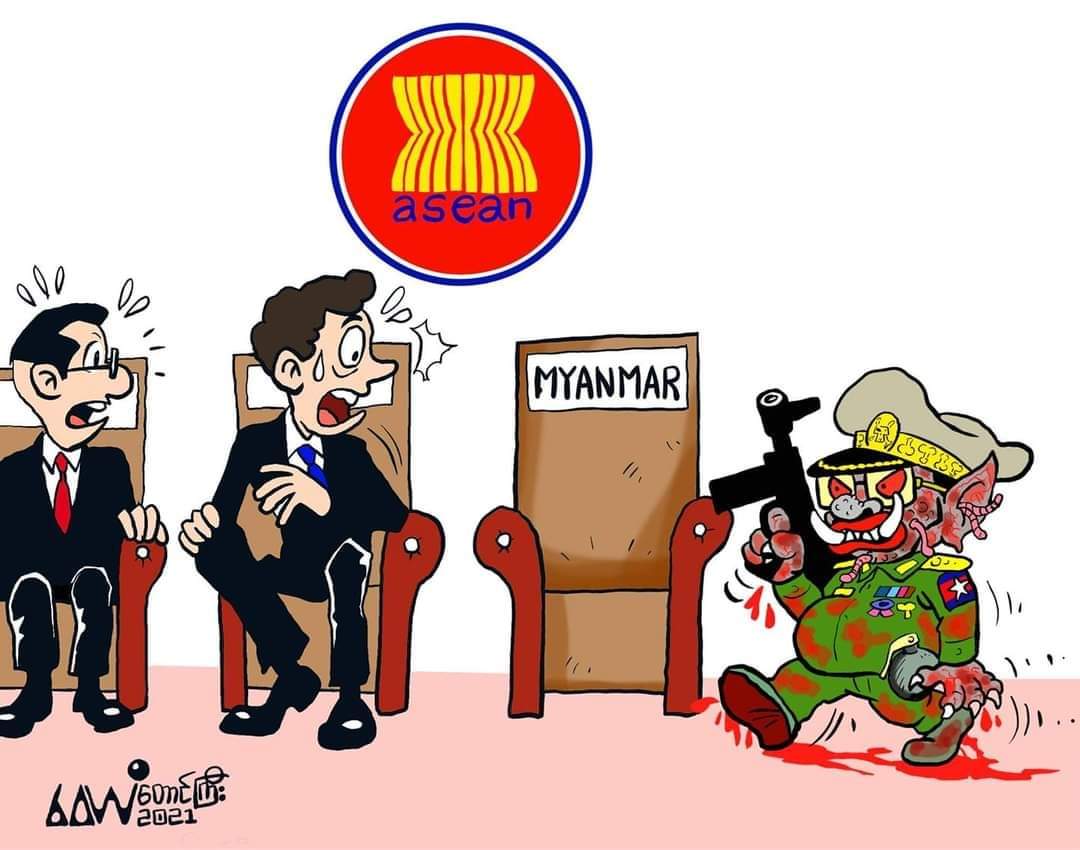 This cartoon speaks for itself.
Credit goes to the cartoonist Wai Yan( Taunggyi).
#WhatsHappeningInMyanmar
#Apr24Coup