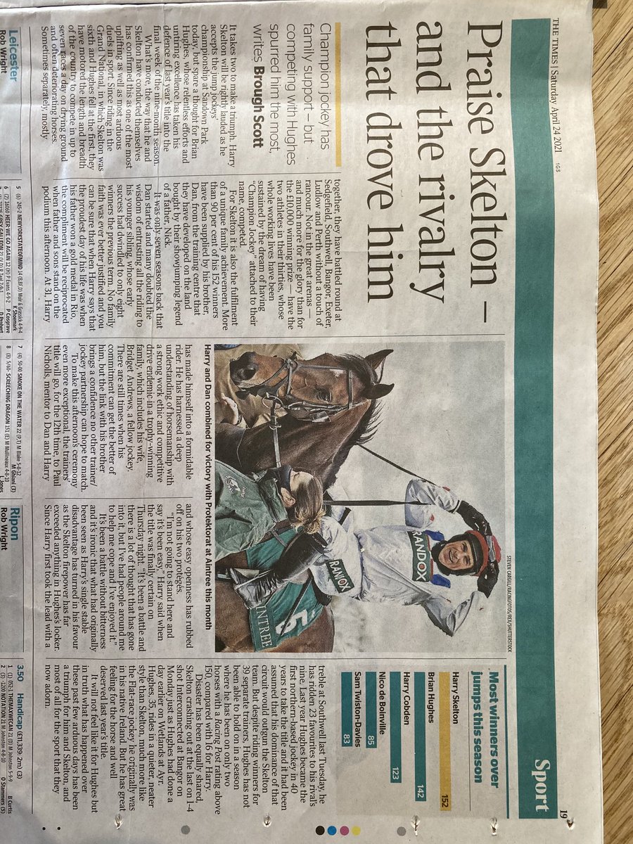 In a week shamed by the Super League debacle the battle between Harry Skelton and Brian Hughes for the jockeys title has reasserted the true principles of sport.