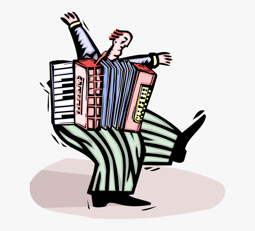 this vectorman has large legs and no understanding of the complexities of playing the accordion