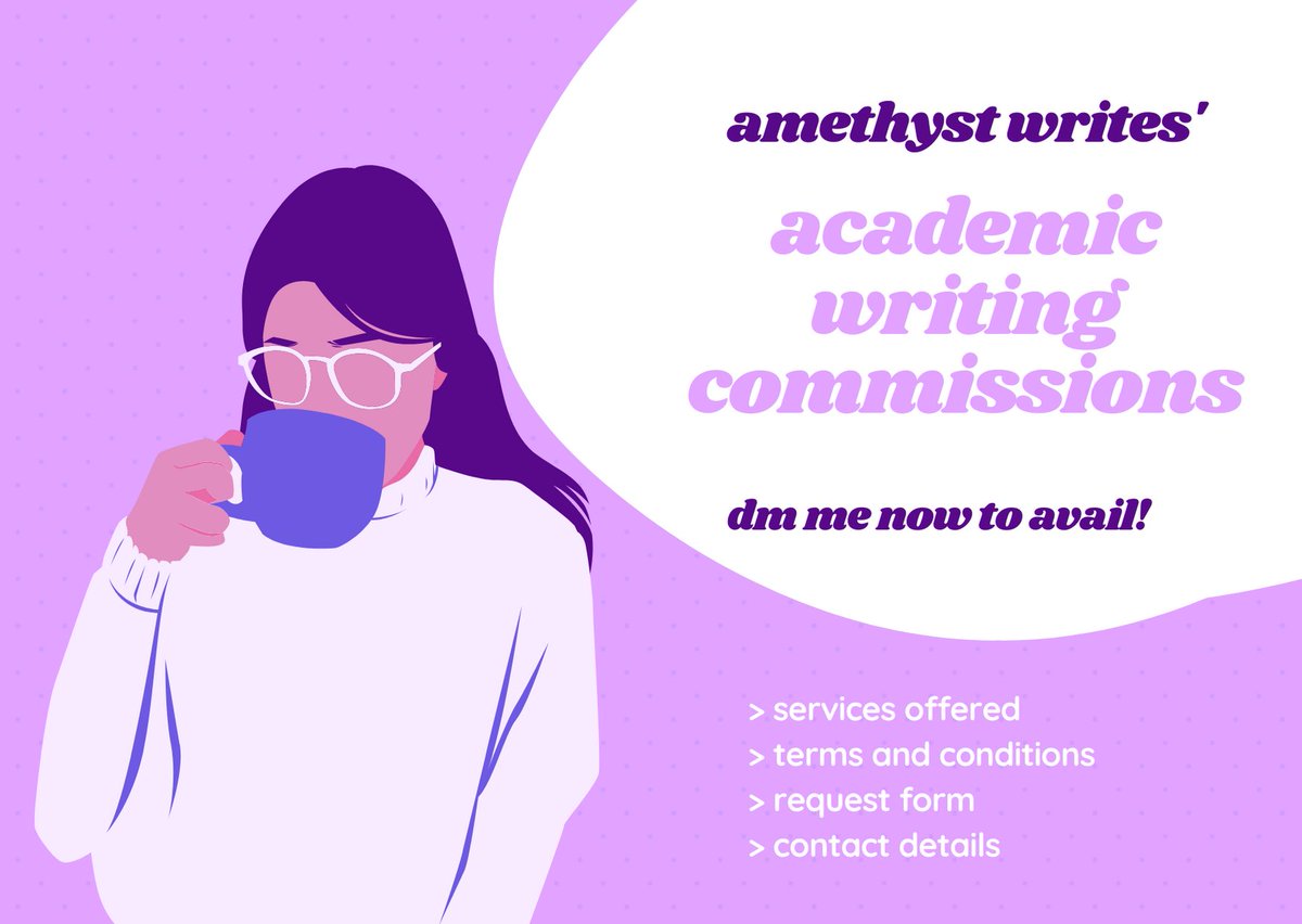 commsbyamethyst's tweet photo. amethyst is now open again for writing commissions! 🌸

started writing for people again for i am in dire need of funds for my school, family and personal needs. hope we could help each other and be a part of each other's journey to success! 💜

thank you so much, besties! 👉👈 https://t.co/0aUZfEyxhs