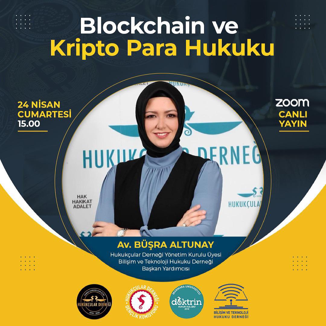Bu kez konumuz son derece güncel olan #Blockchain ve #KriptoPara Hukuku! Kaçırmayın, güncel kalın✨

Program bugün 15.00’da <a href="/hukukcularder/">Hukukçular Derneği</a> YouTube hesabından canlı olarak yayınlanacaktır.

youtube.com/hukukculardern…