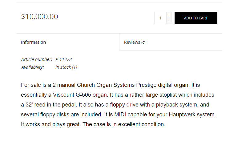 it's also 10,000$ and it works with Hauptwerk which I think is a german dance many people find disrespectful to do in church