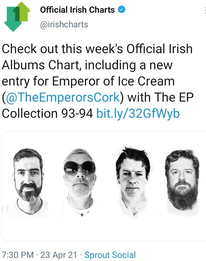 TheEmperorsCork's tweet photo. We must say we do love these tweets from the @irishcharts and please do accept our apologies if we are blowing on about it. But folks we are seriously damn happy on achieving two Top 40 albums in under a year. Massive thanks &amp; big love for all the support 💚 https://t.co/uEYd2tj9gQ