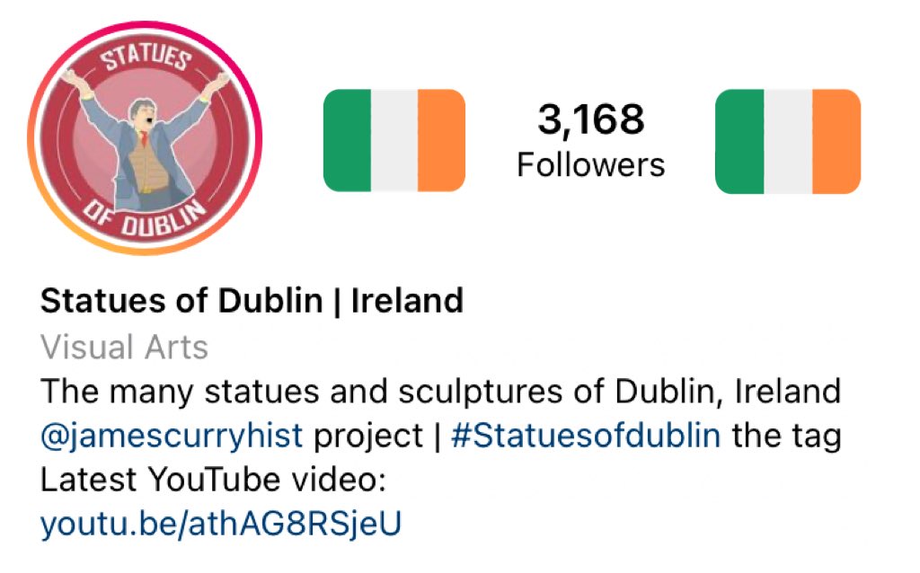 In June 2019, I created “Statues of Dublin” on Instagram to feature new and old photos/images of the city’s many sculptures. The page now has over 3,000 followers and it’s nice to regularly get supportive comments/messages from Dubliners at home and abroad