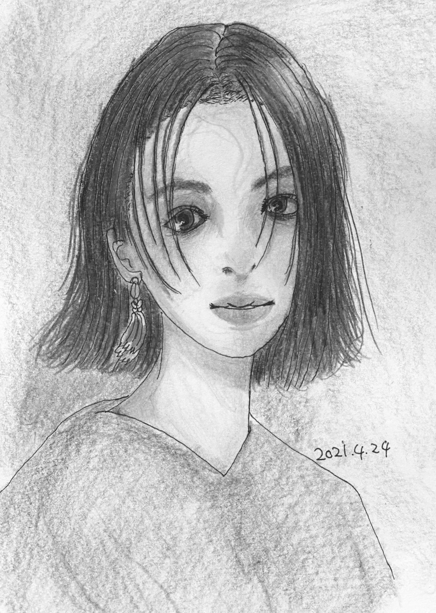 1994年 鉛筆画 女性の横顔 鉛筆画 女性の横顔 夭折の画家加藤由衣作品 - メルカリ