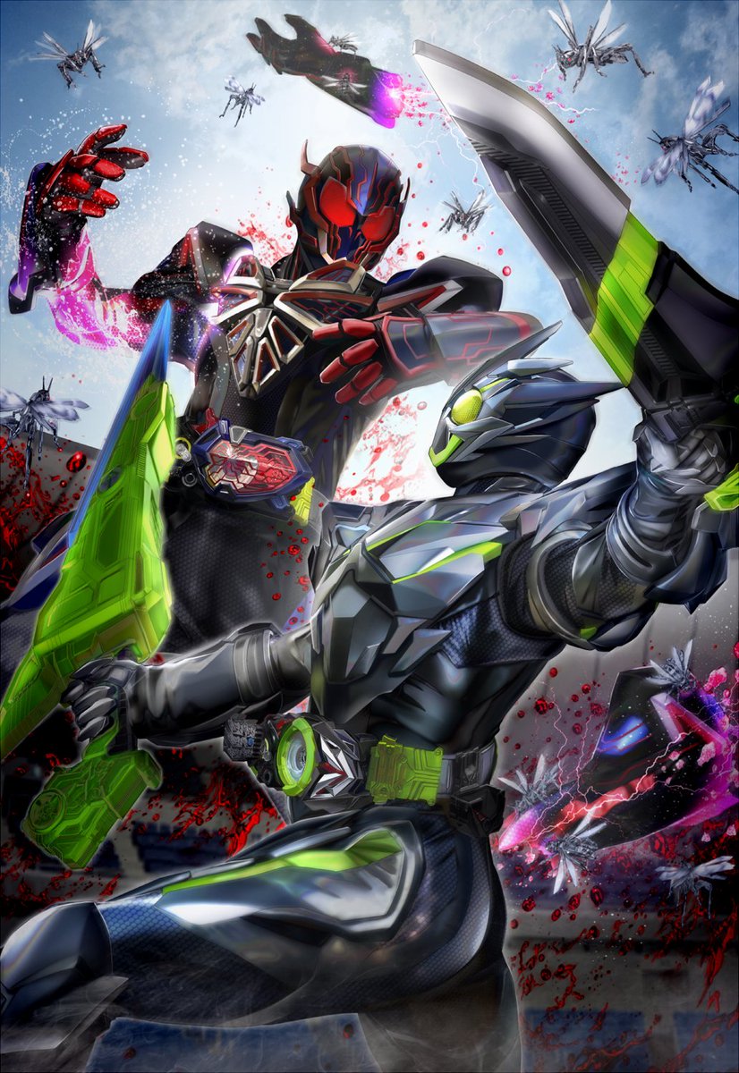 2boys multiple boys red eyes petals male focus rider belt tokusatsu  illustration images