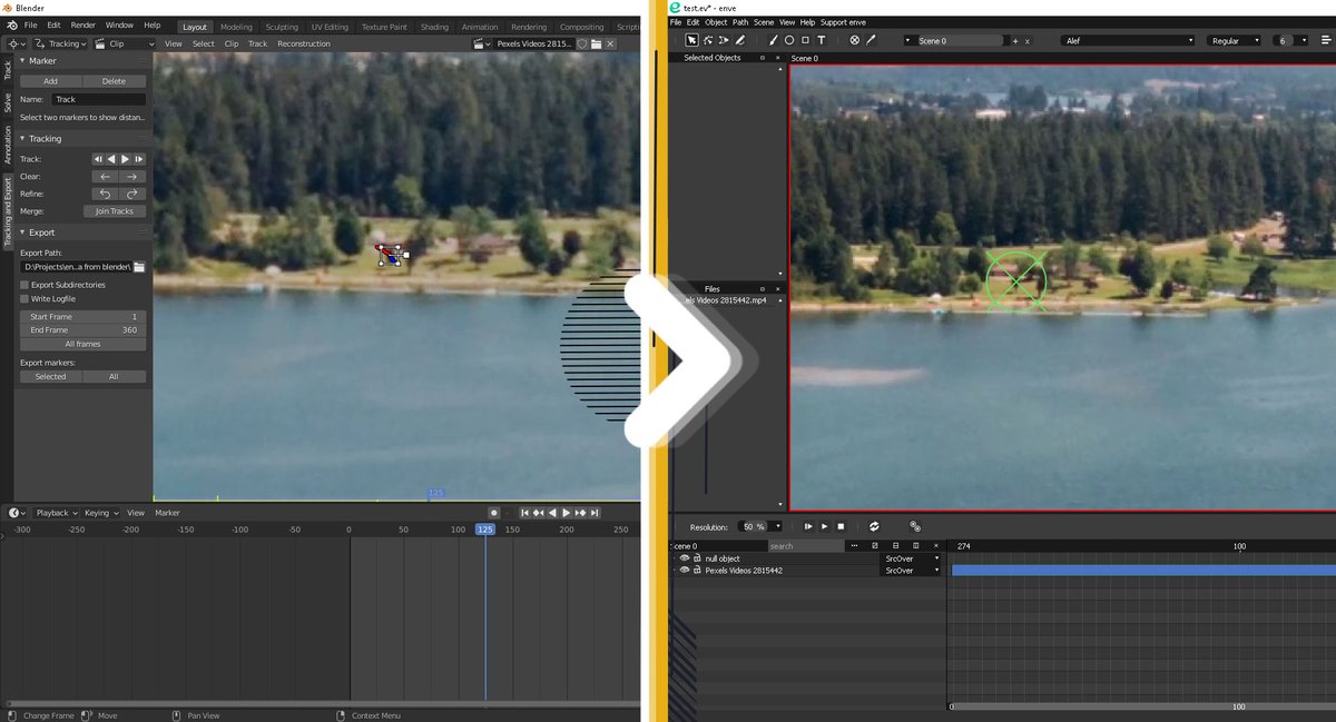 Enve 2D. Hello everyone! How do you like the idea? import of 2D tracking data from Blender to Enve.