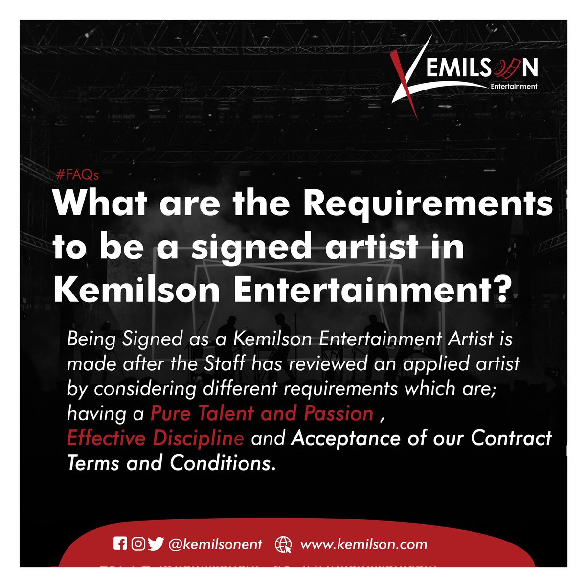 Requirements to be signed as a Kemilson Entertainment Artist 🚀
.
.
#music #entertainment #kemilson #kopeyalompe #rwanda #rwandamusic #ewuana #byose #visitrwanda #RwOt #tiktokrwanda