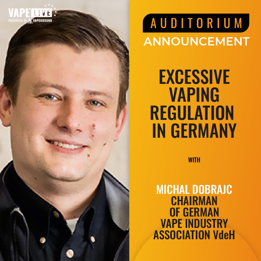 4 days to go⌛️ Michal Dobrajc will be at the #VapeLive event to discuss  Germany's extreme vape regulations and plans for extortionate taxes  outlining just some of the threats faced by the