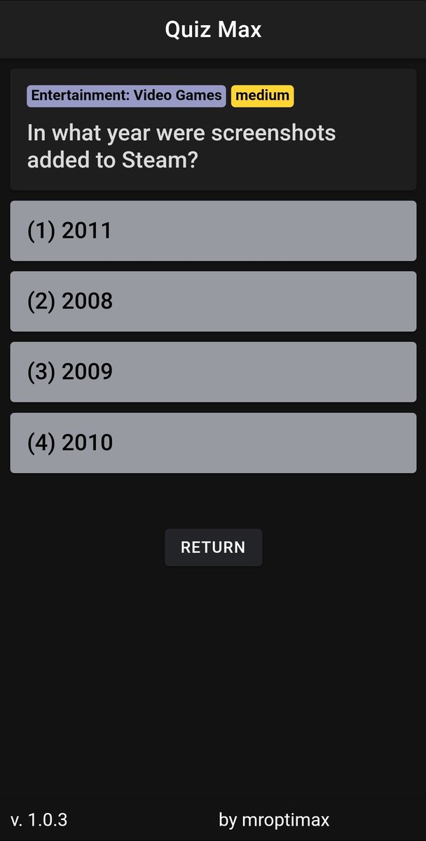 mroptimax1's tweet photo. In welchem Jahr wurden Screenshots in @Steam hinzugefügt?

In what year were screenshots added to Steam?

#QuizTime #quizmax #quiz https://t.co/as1x7EQkC9