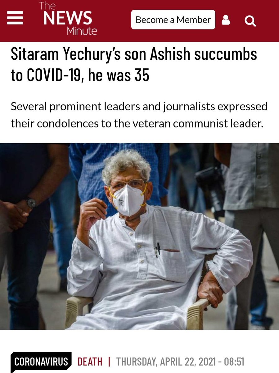 Any idea why anybody would use Comrade Yechury's pic for a story on Ashish Yechury's passing away? Don't think they teach such stuff at ACJ