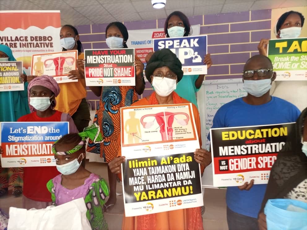 Debunking myths about menstruation .Unfpa for dignity and respect of all women and girls . Funded by RCCE project under UN Basket to mitigate impact of Covid 19 on vulnerable girls and women . Kaduna, Nigeria