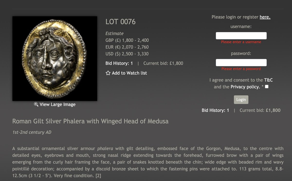 They're currently auctioning this "Medusa," which seems to bear striking stylistic similarities to this "Amazon" they sold in 2017 ( https://www.barnebys.com/auctions/lot/roman-cavalry-mater-castrorum-sports-mask-of-an-amazon-warrior-obnmmjhgzb2).