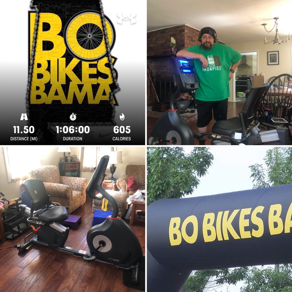 Got my work in this morning with a ‘Virtual Ride’ for Bo Bikes Bama.  #BoBikesBama #schwinnindoorcycling #justkeeppedaling