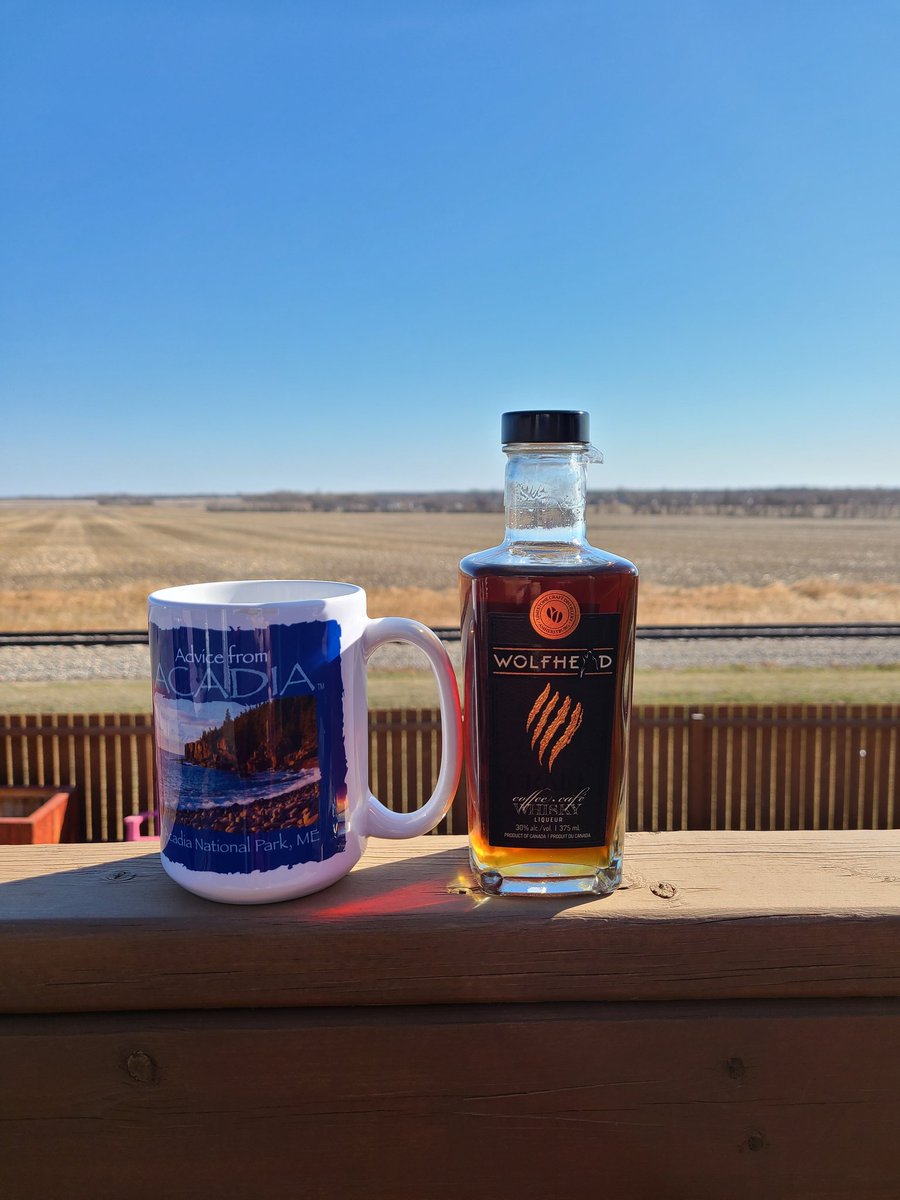 KristaGies's tweet photo. Beautiful morning for coffee on the deck. Added @DrinkWolfhead coffee café whisky liqueur to my java, and yum!
#DrinkResponsibly #morningcoffee #SaturdayMorning #springinmanitoba https://t.co/e4vyorT5X2