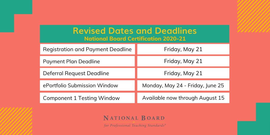 This morning we announce changes to our upcoming deadlines to provide flexibility nbpts.org/newsroom/deadl…