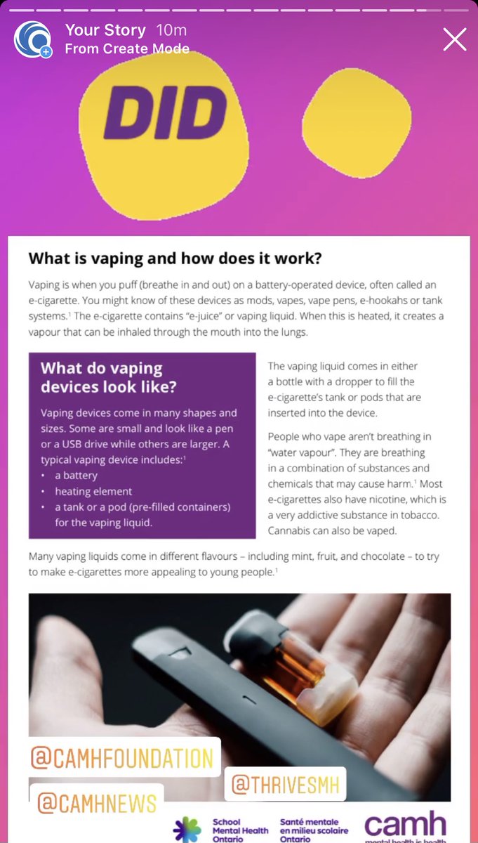 opheacanada's tweet photo. Check-out and join in on the conversation too in Ophea's Instagram Stories today! We're testing our knowledge and learning along with you @OpheaCanada on IG.
#VapingEducation #HarmReduction #SubstanceUse #Addictions #HealthyLiving https://t.co/KRFarjGGfs
