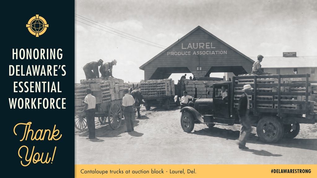 DEPublicArchive's tweet photo. #DelawareStrong
Cantaloupe trucks at auction block - Laurel, Del.
Honoring Delaware's essential workforce with a daily historical image from the vaults of the @DEPublicArchive
#Delaware #netDE #thankyou #essentialworkers #ThisIsDelaware https://t.co/mVUzvWYH9I