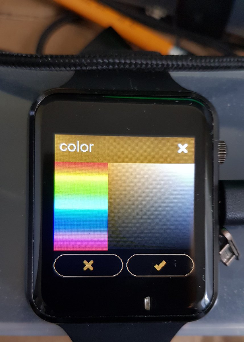 SiliconDroid's tweet photo. #IOTA #ESP32 Watch wallet: The companion app V1 is finished. Written in #Micorosoft #Blazor it automatically matches the color that your watch is set to. Now back to coding the watch firmware in C++, it's getting there... https://t.co/GYXeFK814v
