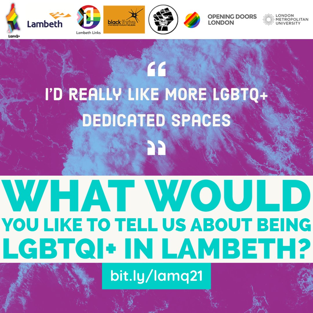 Only 2 weeks left to have your say on LGBTQI+ life in Lambeth during lockdowns. Takes about 30 mins, but it's well worth it to improve local services: buff.ly/3rreKIN 
<a href="/LondonMetUni/">London Met Uni</a> <a href="/LambethLinks/">Lambeth Links</a> @OpeningDoorsLdn @BlkDirectAction <a href="/BlackThriveLbth/">Black Thrive Lambeth</a> #LGBTQ #Lambeth #covid